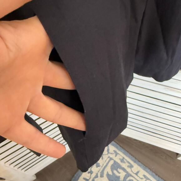 EILEEN FISHER Women's XL Italian Linen Button Blazer Black Mandarin Collar Moto - Picture 8 of 13